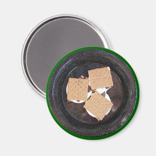 Three S'mores on a Camping Plate Magnet