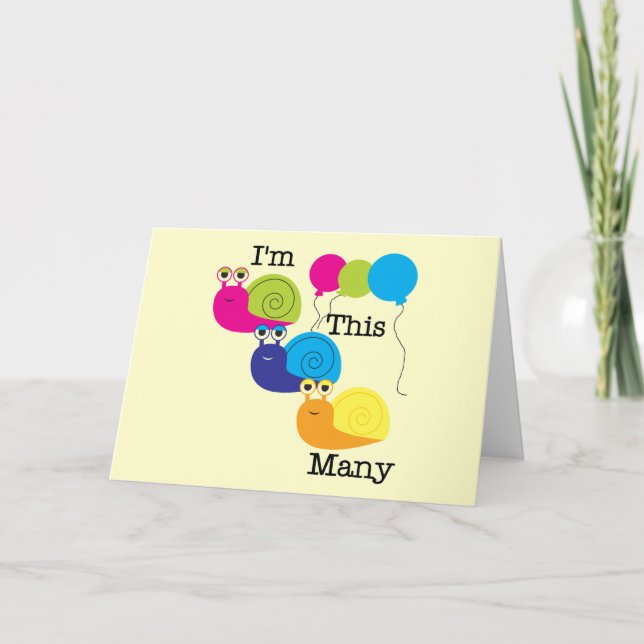 Three Snails I'm  This Many Tshirts and Gifts Card (Front)