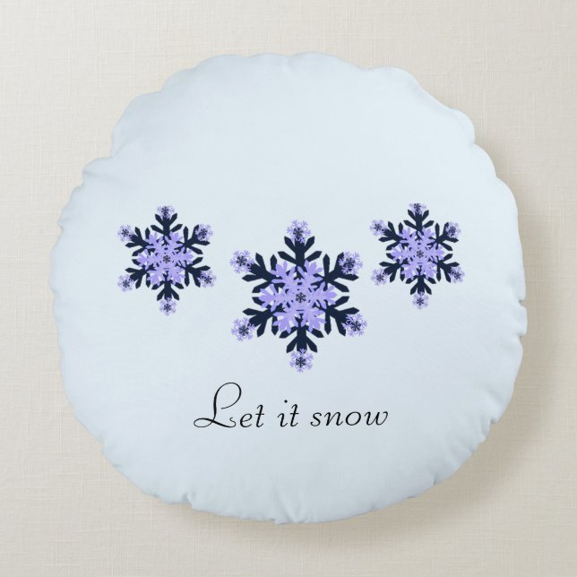 Three snowflakes round cushion (Front)