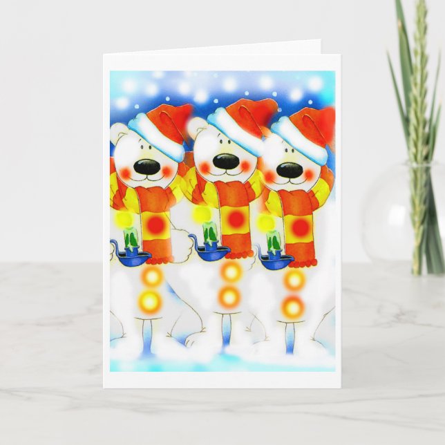 Three Snowmen at Christmas Holiday Card (Front)