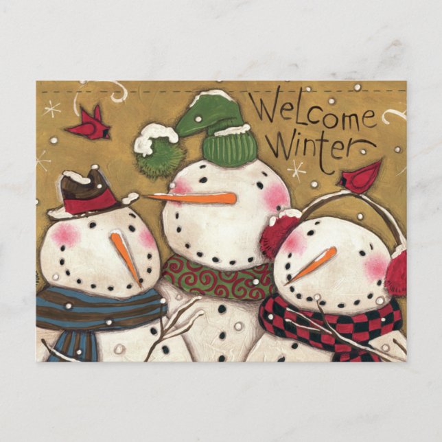 Three Snowmen Postcard (Front)