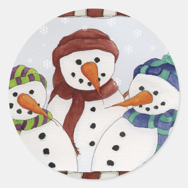 Three Snowmen Sticker (Front)