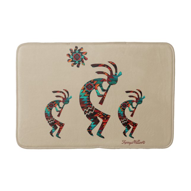 Three Southwest Kokopelli Bath Mat (Front)