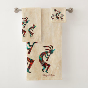Three Southwest Kokopelli  Bath Towel Set