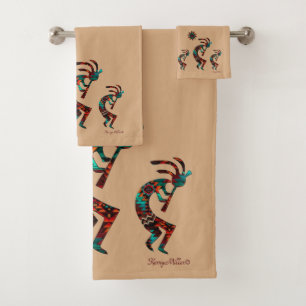 Three Southwest Kokopelli  Bath Towel Set