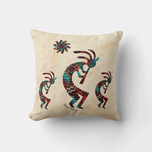Three Southwest Kokopelli Cushion (Front)