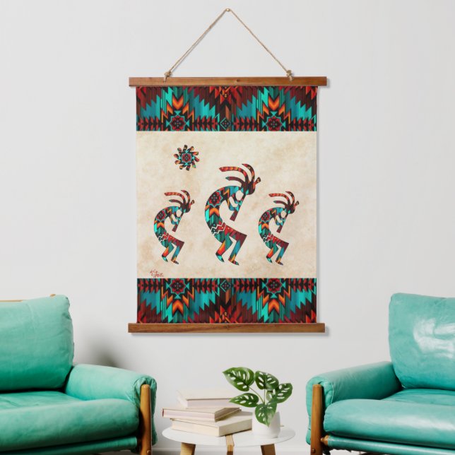 Three Southwest Kokopelli Hanging Tapestry (Living Room)