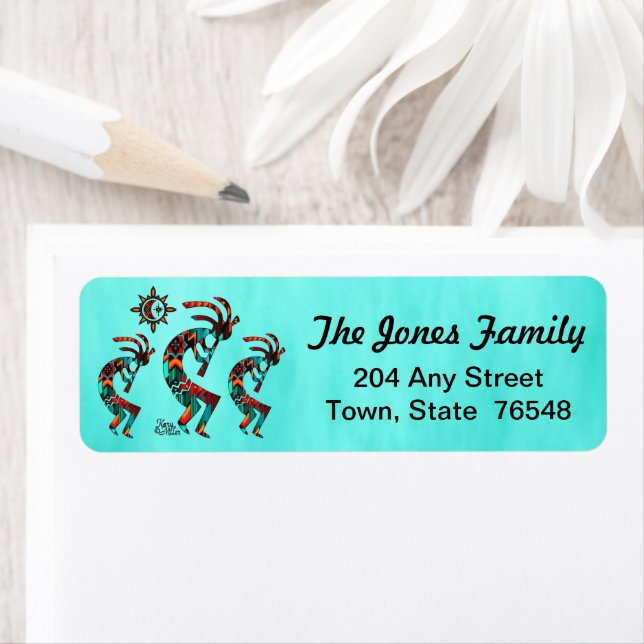 Three Southwest Kokopelli Label Return Address Label (Insitu)