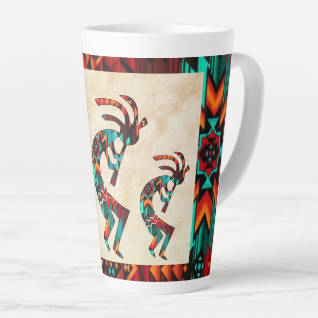 Three Southwest Kokopelli Latte Mug (Right Angle)