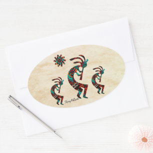 Three Southwest Kokopelli Square Sticker