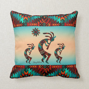 Three Southwest Kokopelli Throw Pillow