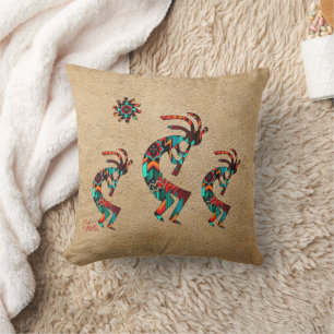 Three Southwest Kokopelli Throw Pillow