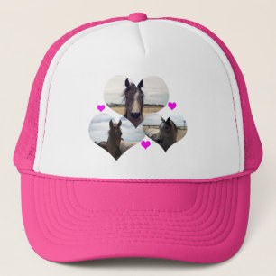 Three Speckled Horses In Love Hearts, Pink Trucker Hat