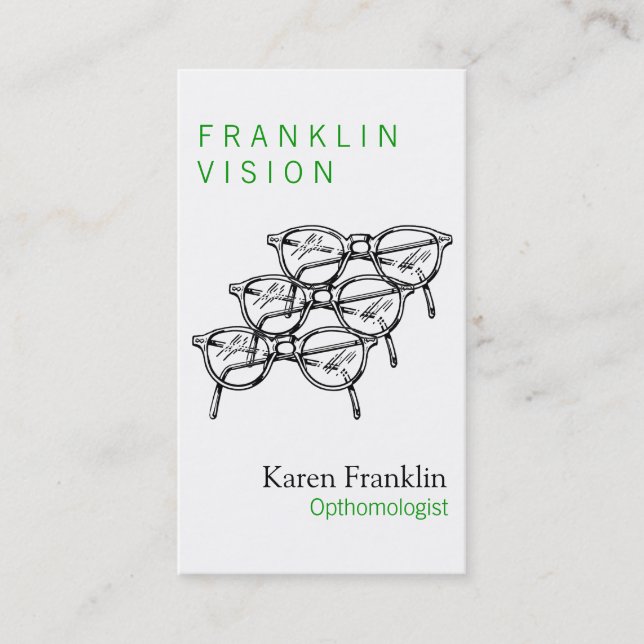 Three Spectacles Eyewear Optical Vision Business Card (Front)