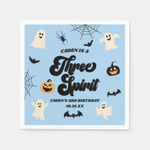 Three Spirit Blue Halloween 3rd Birthday Party Napkin
