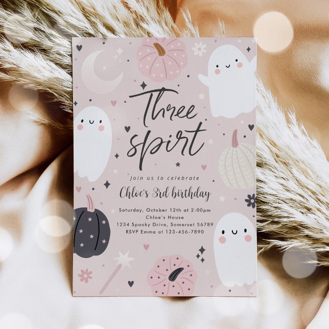 Three Spirit Boho Halloween Ghost 3rd Birthday Invitation (Creator Uploaded)