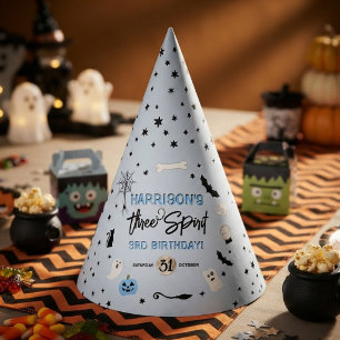 Three Spirit! Boys Halloween 3rd Birthday Party Hat