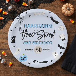 Three Spirit! Boys Halloween 3rd Birthday Party Paper Plate