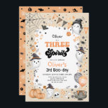 Three Spirit | Cute Halloween Ghost 3rd Birthday Invitation<br><div class="desc">Two Spooky! Cute ghost theme Halloween 2nd birthday invitation. Personalise this spooktacular invite with your details and if you want to further re-arrange the style and placement of the text,  please press the "Click to customise further" button.</div>