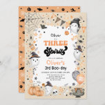 Three Spirit | Cute Halloween Ghost 3rd Birthday Invitation<br><div class="desc">Two Spooky! Cute ghost theme Halloween 2nd birthday invitation. Personalise this spooktacular invite with your details and if you want to further re-arrange the style and placement of the text,  please press the "Click to customise further" button.</div>