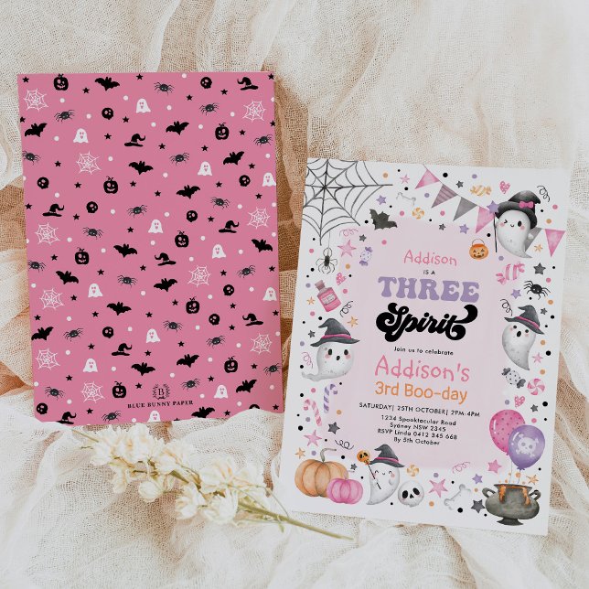 Three Spirit | Girl Halloween Ghost 3rd Birthday Invitation (Creator Uploaded)