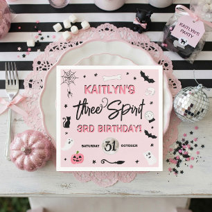 Three Spirit! Girls Halloween 3rd Birthday Party Napkin