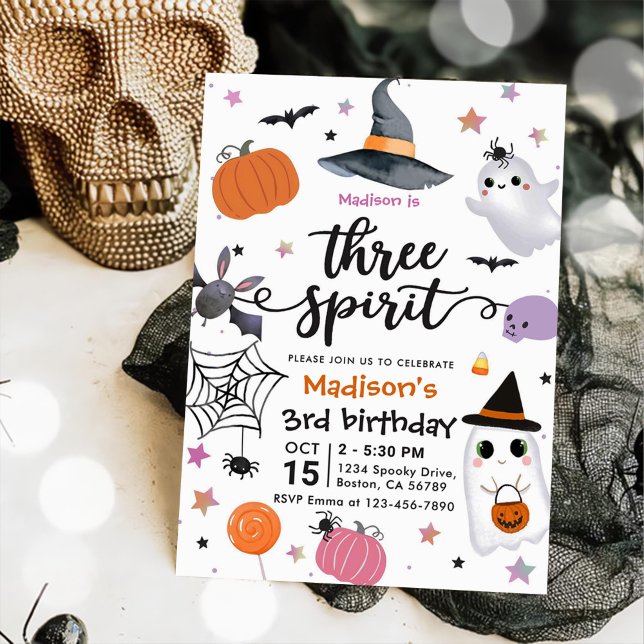 Three Spirit Halloween 3rd Birthday  Invitation (Creator Uploaded)
