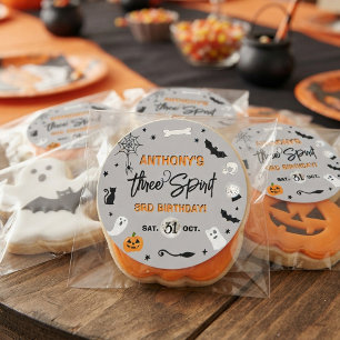 Three Spirit! Halloween 3rd Birthday Party Favor Classic Round Sticker