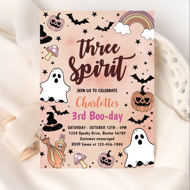 Three Spirit Halloween 3rd Birthday Party Invitation (Creator Uploaded)