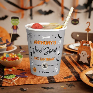 Three Spirit! Halloween 3rd Birthday Party Paper Cups
