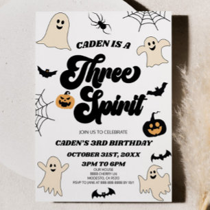 Three Spirit Halloween 3rd Third Birthday Party Invitation