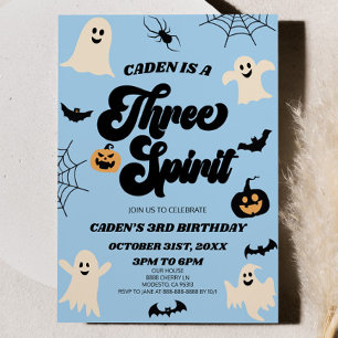 Three Spirit Halloween 3rd Third Birthday Party Invitation