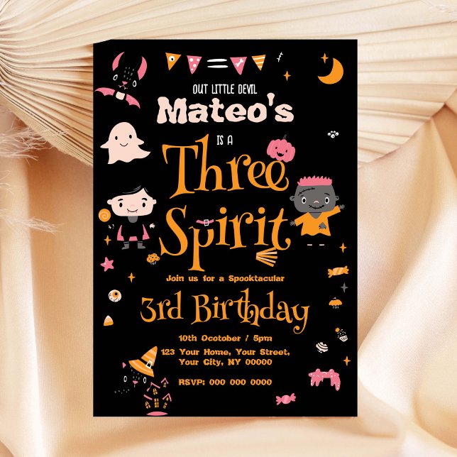 Three Spirit Halloween Birthday Invitation (Creator Uploaded)