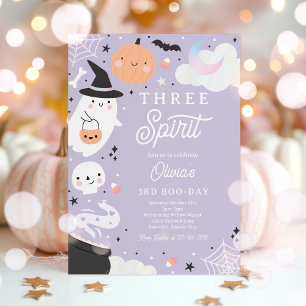Three Spirit Halloween Ghost 3rd Birthday Party Invitation