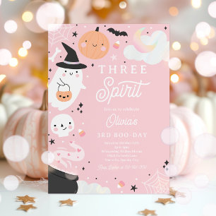 Three Spirit Halloween Ghost 3rd Birthday Party Invitation