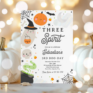 Three Spirit Halloween Ghost 3rd Birthday Party Invitation