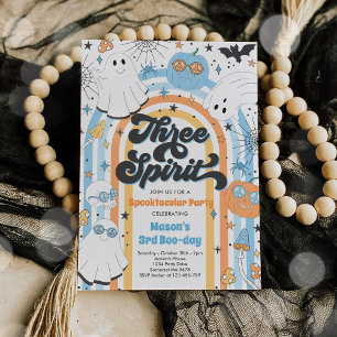 Three Spirit Halloween Groovy Ghost 3rd Birthday Invitation
