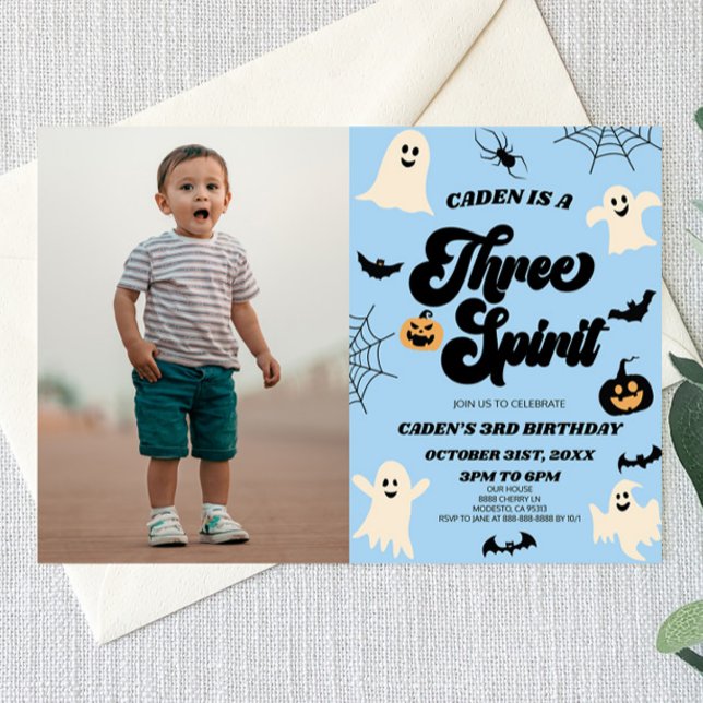 Three Spirit Halloween Picture 3rd Birthday Party Invitation (Creator Uploaded)