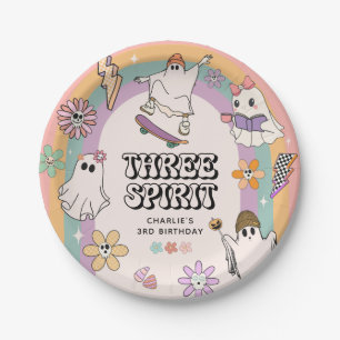 Three Spirit Retro Halloween 3rd Birthday Party  Paper Plate