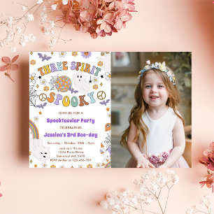 Three Spirit Spooky Groovy Halloween 3rd Photo Invitation