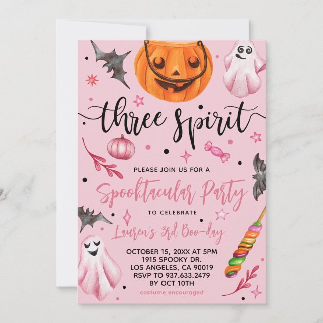 Three Spirit Spooky Halloween Birthday Invitation (Front)