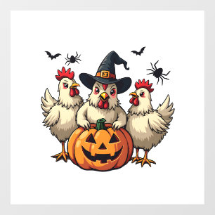 Three Spooky Halloween Chickens Farmer Fall Witch