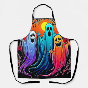 Three Spooky Halloween Ghosts Design Apron