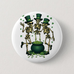 Three Spooky Halloween Irish Skeleton Dancing 6 Cm Round Badge