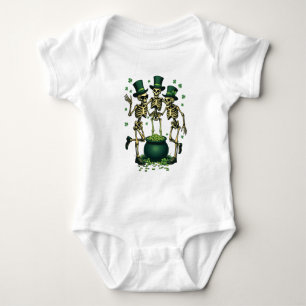 Three Spooky Halloween Irish Skeleton Dancing Baby Bodysuit