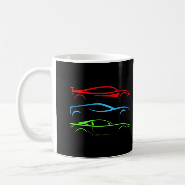 Three Sports Cars Coffee Mug (Left)