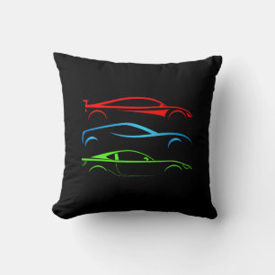 Three Sports Cars Cushion