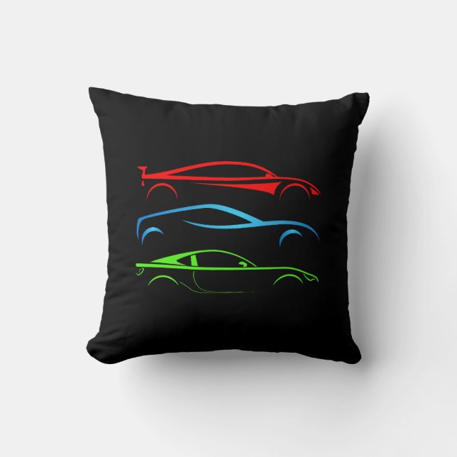 Three Sports Cars Cushion (Front)