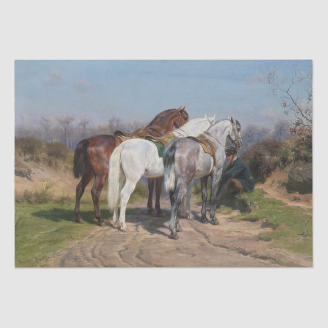 Three Stallion Horses (by Rosa Bonheur) Tissue Paper (Front)