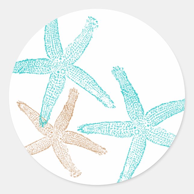 Three Starfish Prints Classic Round Sticker (Front)